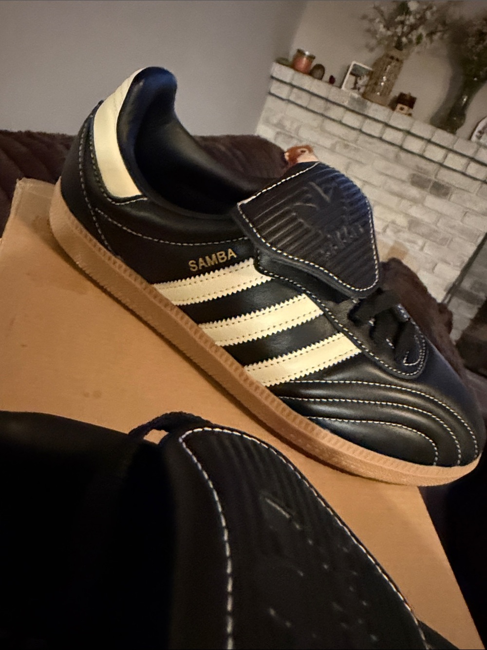 adidas SAMBA LT SHOES Samba Black Leather Sneakers‎ with White Stripes